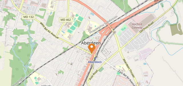 Town map of Aberdeen, Maryland