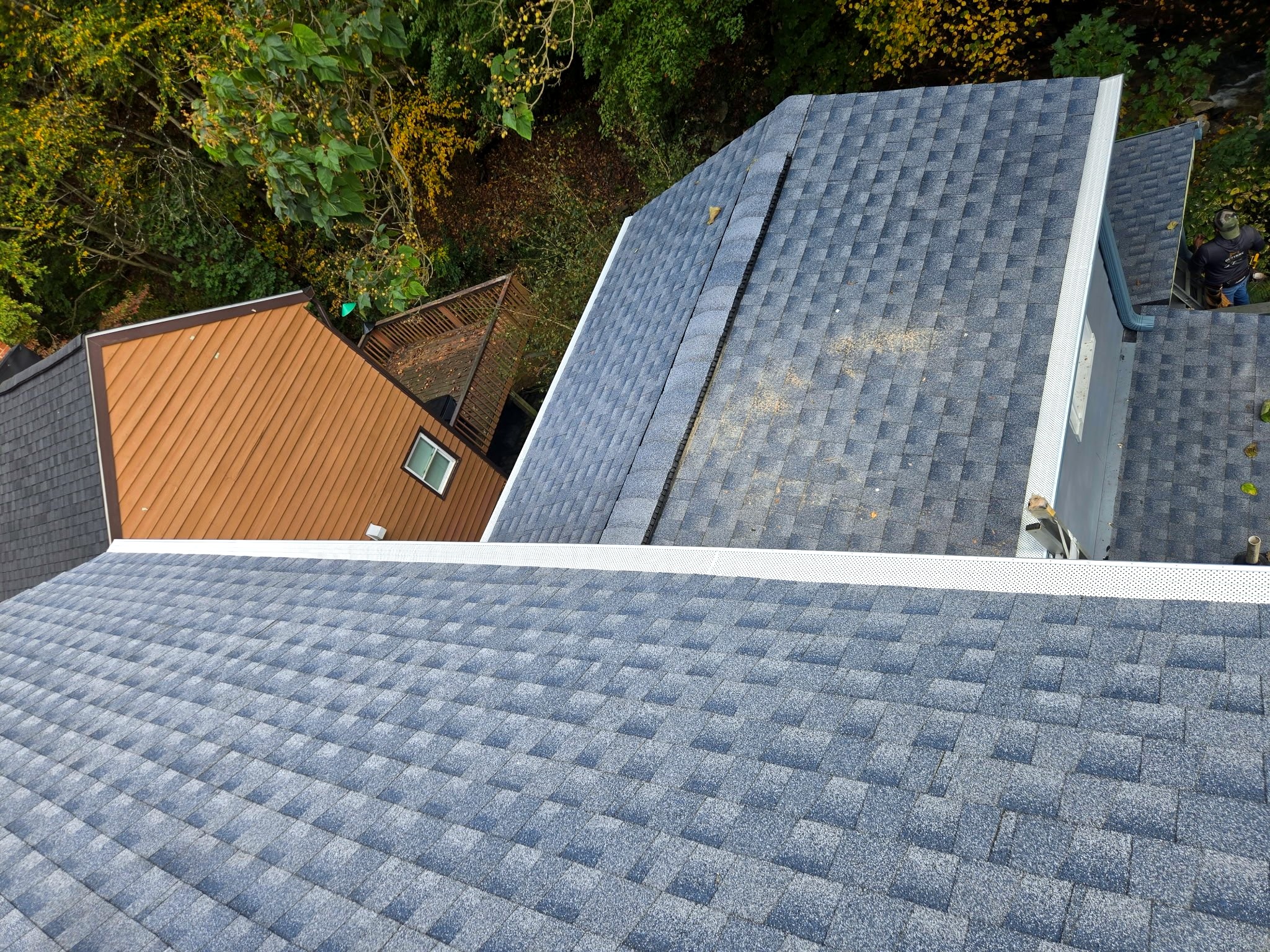 Overhead view of new Biscayne Blue roof in Port Deposit, MD